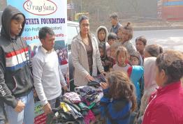 Garments distribution at Sirhol Mor slum area
